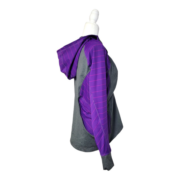 Lands End Womens Activewear Jacket Hoodie Sz Med Petite Gray and Purple - Picture 3 of 7